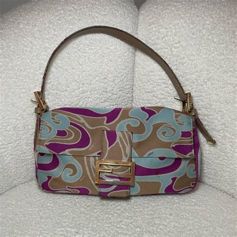 fendi swirl bag|FENDI Satin Swirl Print Baguette Multicolor .